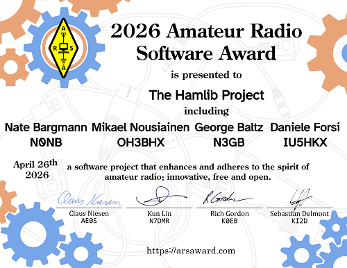 Hamlib-Projekt ist Gewinner des Amateurfunk-Softwarepreises 2026